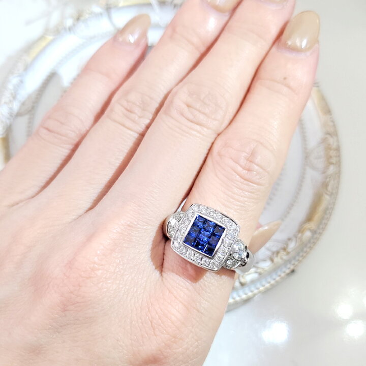 楽天市場】ブルーサファイア 1ct ダイヤモンド 0.75ct スクエア 