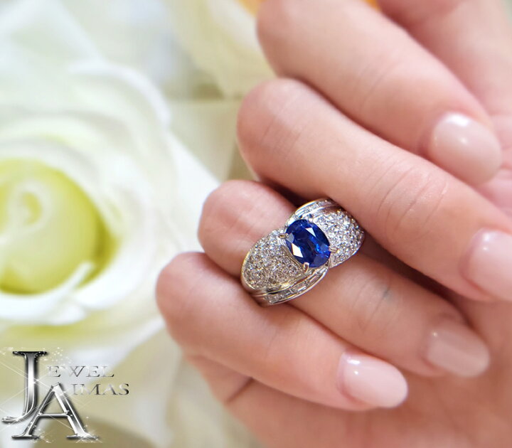 楽天市場】ブルーサファイア 1.87ct ダイヤモンド リング 17号 PT900 