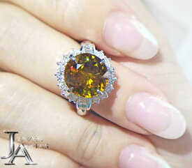 スフェーン 5.27ct ダイヤモンド リング 11.5号 PT900 プラチナ指輪 ラウンドカット 大粒 7月誕生石 希少石 レアストーン【中古】【ジュエリー】【送料無料】RZB.MI