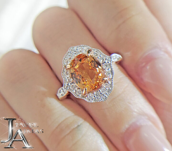 楽天市場】インペリアルトパーズ 3.31ct ダイヤモンド リング 12号 