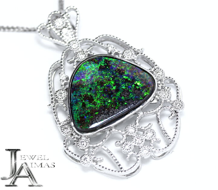 楽天市場】ボルダーオパール 8.085ct ネックレス PT900 K18WG プラチナ 