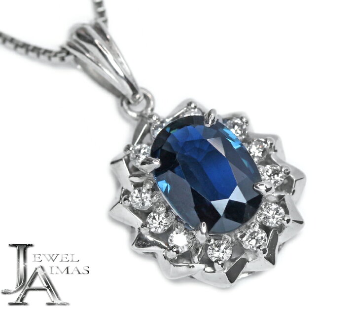 楽天市場】ブルーサファイア 1.12ct ダイヤモンド ネックレス PT900  