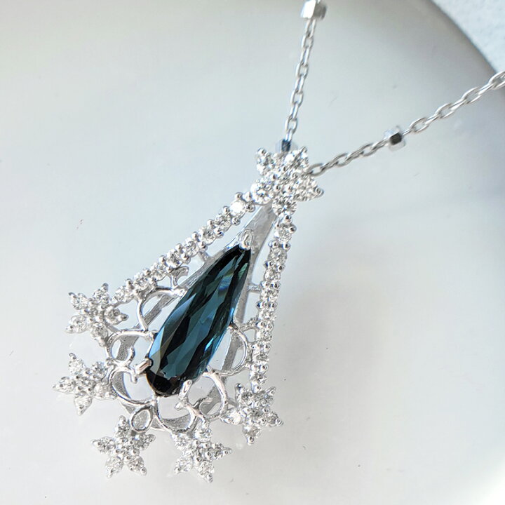 楽天市場】インディコライトトルマリン 0.84ct ネックレス K18WG 18金 