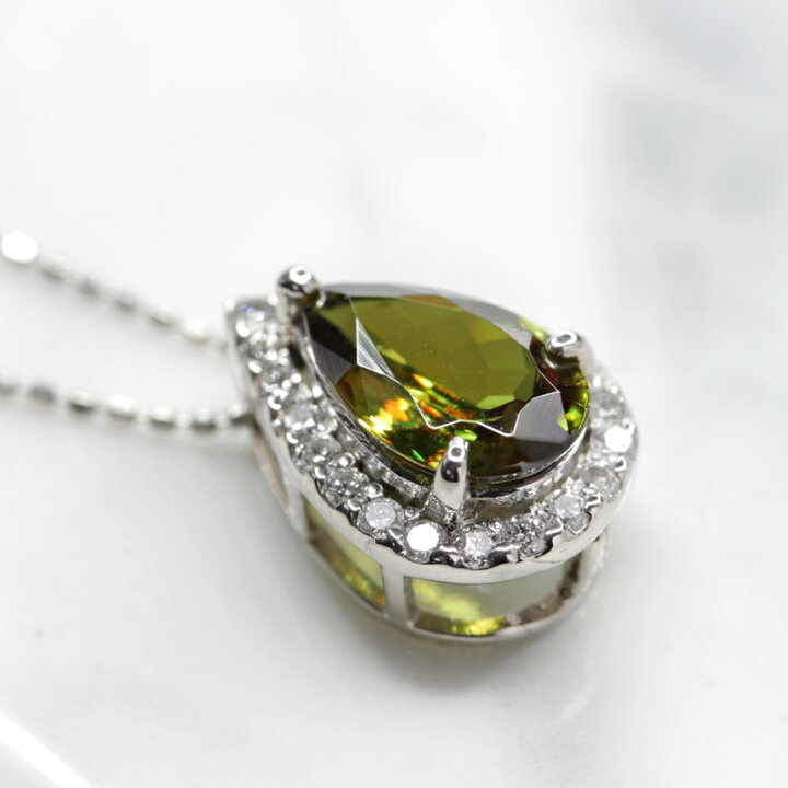 楽天市場】スフェーン 1.8ct ダイヤモンド 0.25ct ペアシェイプ ティア 