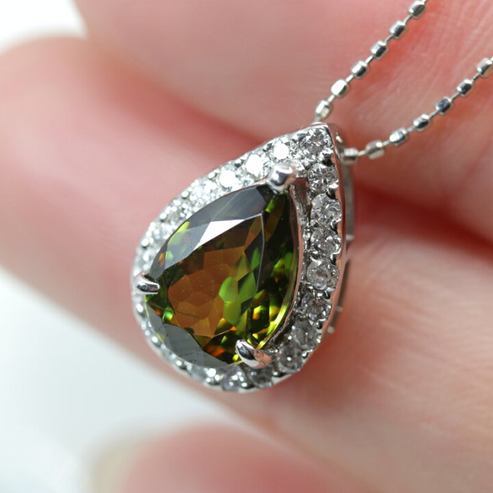 楽天市場】スフェーン 1.8ct ダイヤモンド 0.25ct ペアシェイプ ティア 