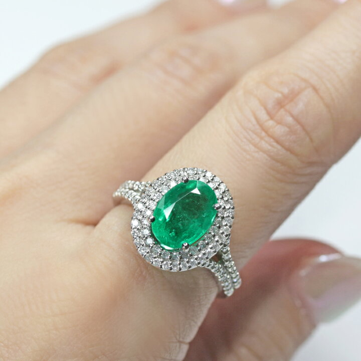 楽天市場】エメラルド 2.15ct ダイヤモンド 0.51ct オーバル 二重取り 