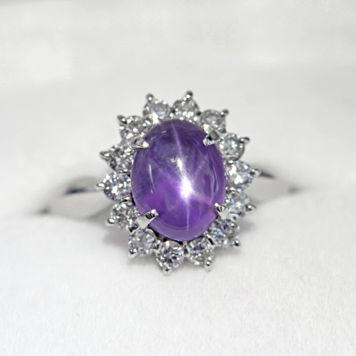楽天市場】スリランカ産パープルスターサファイア 3.89ct リング 14.5 