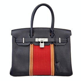 【HERMES】 エルメス バーキンクラブ 30 フィヨルド ヴォーバレニア オットマン ブルーインディゴ ルージュカザック フォーブ シルバー金具 □P刻印 ハンドバッグ 紺 エルメスバッグ ブランドバッグ【中古】 【送料無料】 RGB.TM