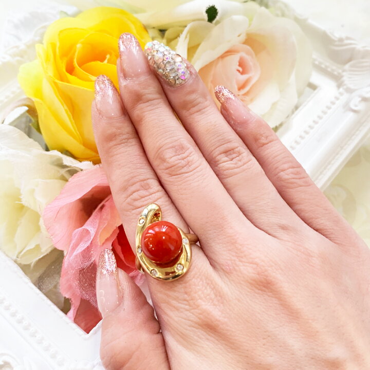 楽天市場】赤珊瑚 赤サンゴ 赤さんご 11.2mm ダイヤモンド 0.1ct 