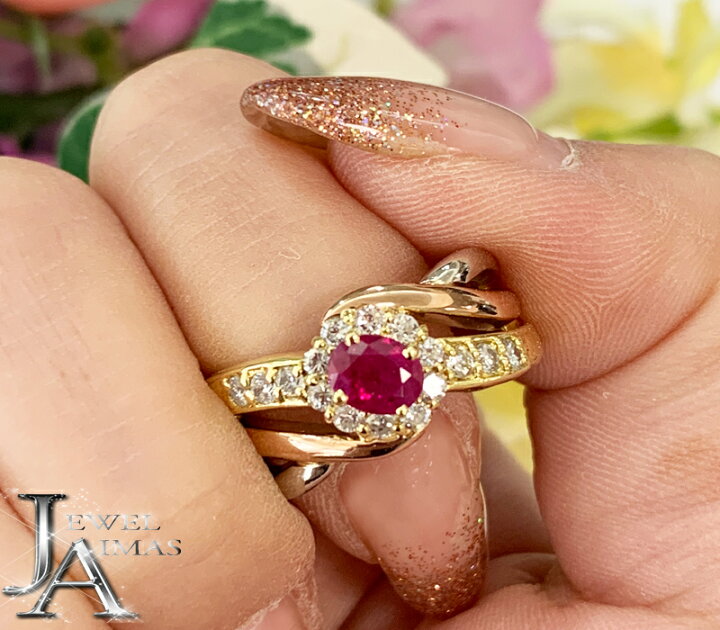楽天市場】ルビー 0.4ct ダイヤモンド 0.53ct ウェーブデザイン 