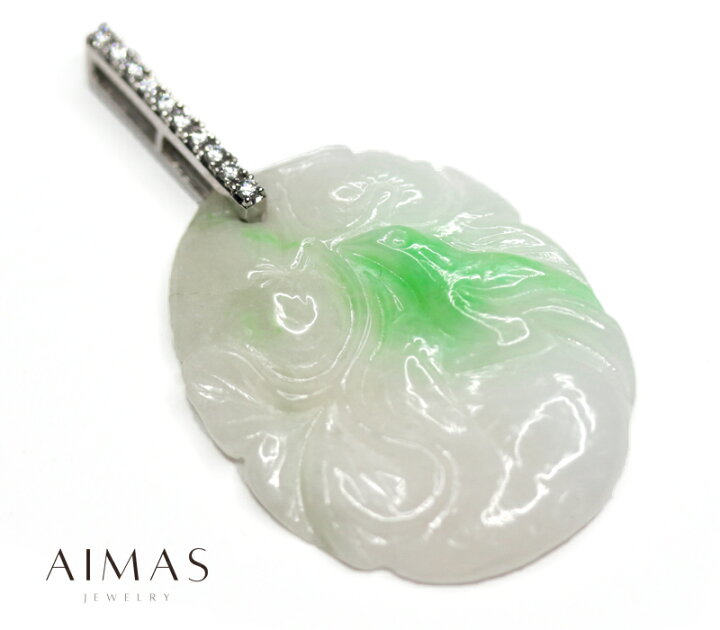 楽天市場】彫刻翡翠 天然ヒスイ 白翡翠 白緑翡翠 約H 34.8mm×W 26.5mm 