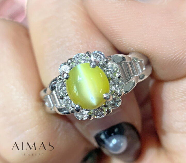 楽天市場】クリソベリルキャッツアイ 1.68ct リング 14号 PT900  