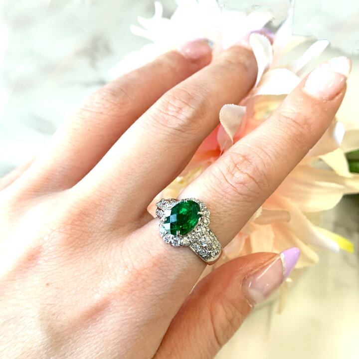 楽天市場】グリーンガーネット 2.43ct リング 11号 PT900 プラチナ 