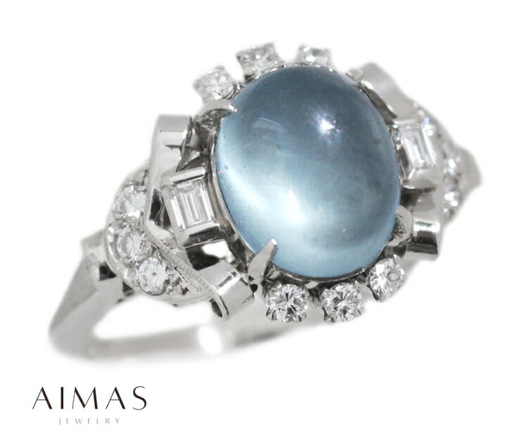 楽天市場】アクアマリンキャッツアイ 3.18ct リング 12号 PT850(Pm刻印  