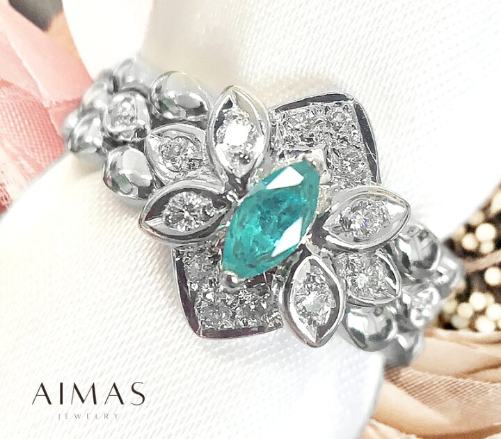 楽天市場】ブラジル産パライバトルマリン 0.21ct リング 14号 K18WG  