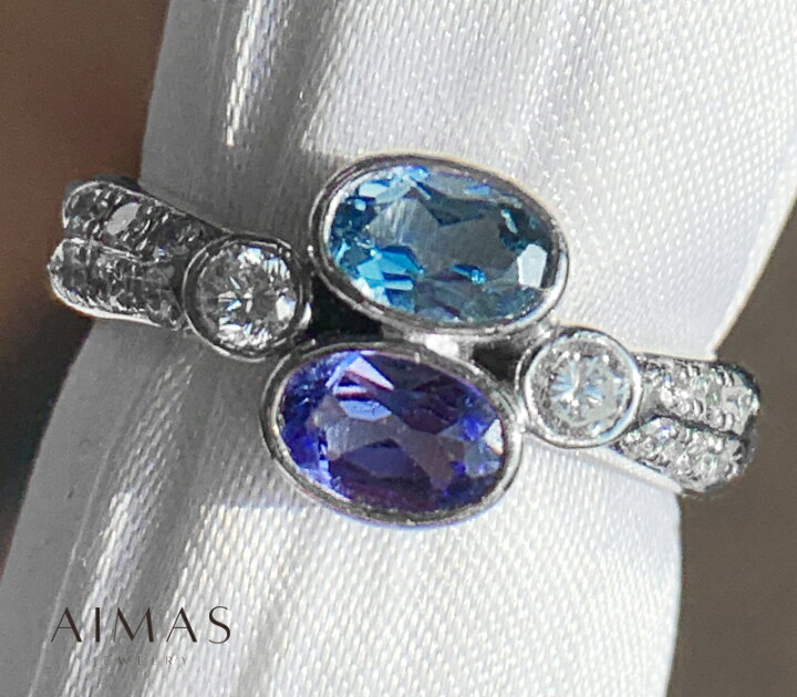 楽天市場】アクアマリン 0.41ct タンザナイト 0.45ct リング 14号 