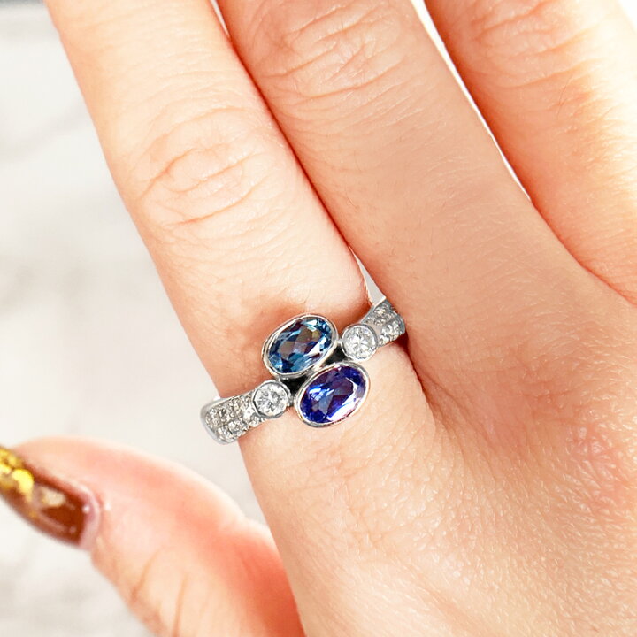 楽天市場】アクアマリン 0.41ct タンザナイト 0.45ct リング 14号 