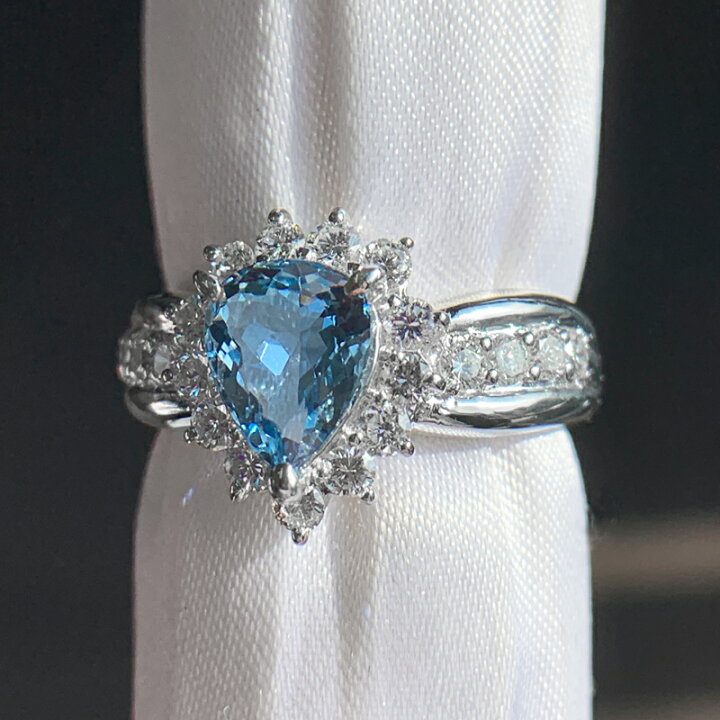 楽天市場】アクアマリン 1.09ct ダイヤモンド リング 12.5号 PT900 