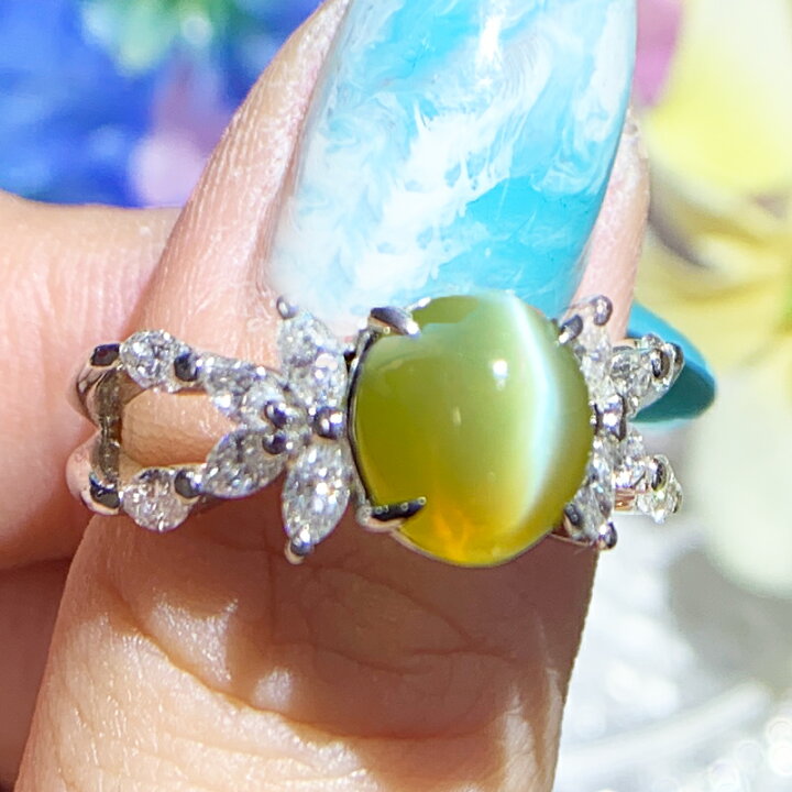 楽天市場】クリソベリルキャッツアイ 3.22ct リング 14号 PT900  