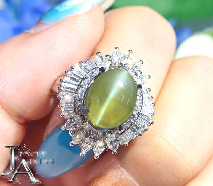 楽天市場】クリソベリルキャッツアイ 4.12ct リング 12号 PT900  