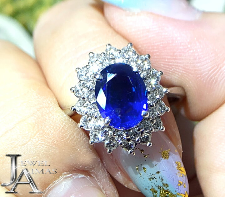 楽天市場】ブルーサファイア 2.018ct ダイヤモンド 0.95ct オーバル 