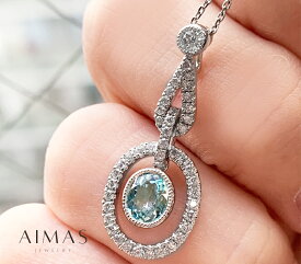 【セール】パライバトルマリン 0.65ct ダイヤモンド 0.36ct オーバル 楕円 ミルグレイン ミル打ち パライバトルマリンネックレス パライバネックレス PT900/PT850 プラチナ＜スライド式アジャスター付き＞ 希少石 レアストーン【新品】【ジュエリー】【送料無料】RMJ.T