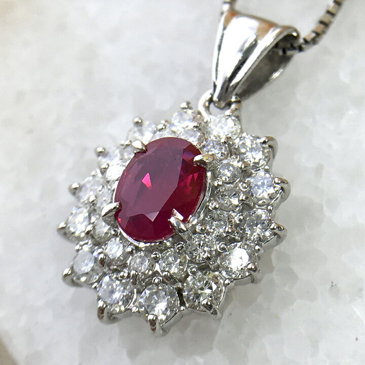 楽天市場】ルビー 1.1ct ダイヤモンド 1.07ct オーバル 二重取り巻き 