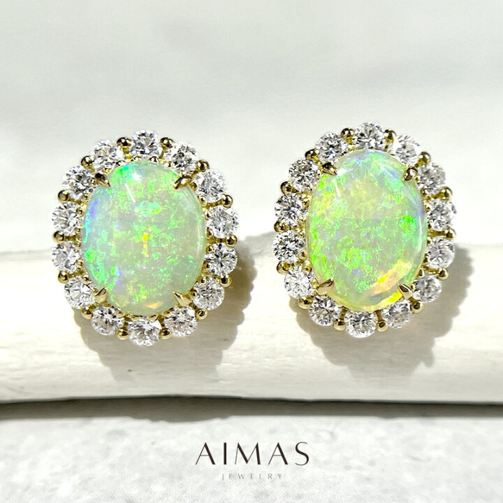 楽天市場】ホワイトオパール 1.23ct/1.23ct ピアス K18YGイエロー 