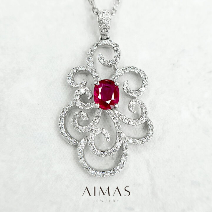 楽天市場】ルビー 0.7ct ネックレス K18WG 18金ホワイトゴールド 
