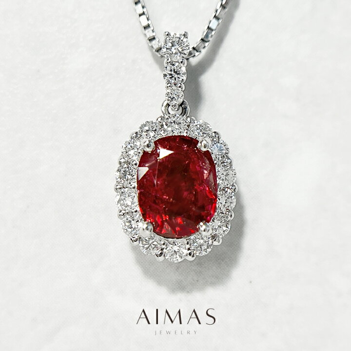 楽天市場】レッドスピネル 1.61ct ネックレス PT900/850 プラチナ 