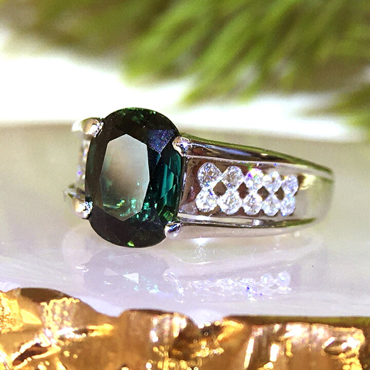 楽天市場】グリーンブルーサファイア 3.65ct ダイヤモンド 0.35ct 