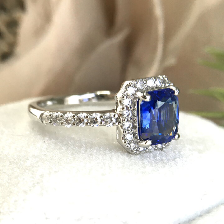 楽天市場】ブルーサファイア 1.64ct ダイヤモンド 0.44ct クッション 