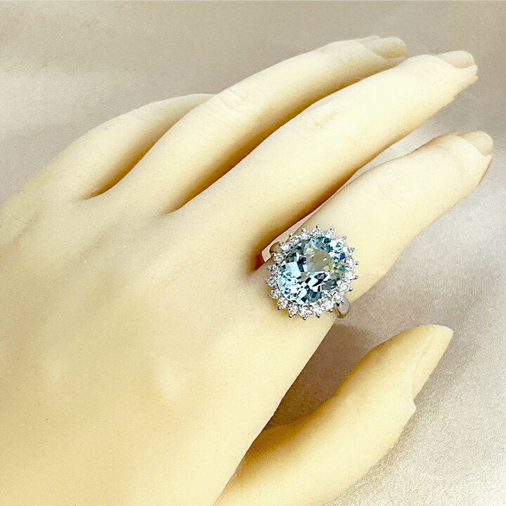 楽天市場】アクアマリン 5.64ct リング 12.5号 K18WG ホワイトゴールド  