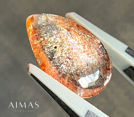 【セール】サンストーン 5.75ct カボション ペアシェイプ ティアドロップ 雫 大粒 大粒 裸石【ルース】【送料無料】RYB.E/BS【製品へのオーダー加工承ります。】