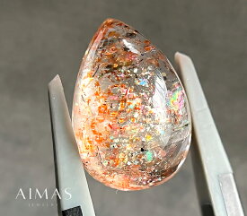 【セール】サンストーン 6.4ct カボション ペアシェイプ ティアドロップ 雫 大粒 大粒 裸石【ルース】【送料無料】RYB.E/BS【製品へのオーダー加工承ります。】