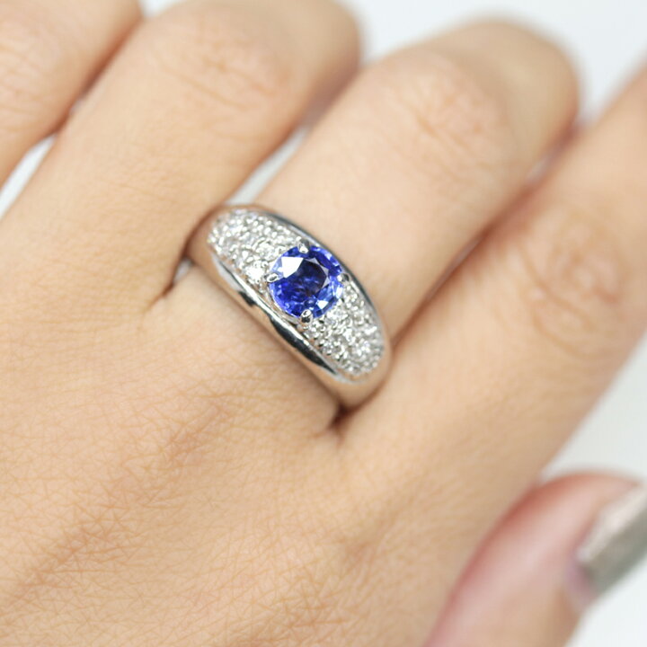 楽天市場】ブルーサファイア 1.05ct リング 16号 PT900 プラチナ  