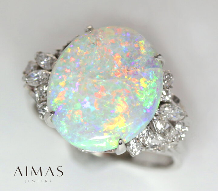 楽天市場】オパール 4.18ct ダイヤモンド マーキスカット ラウンド 