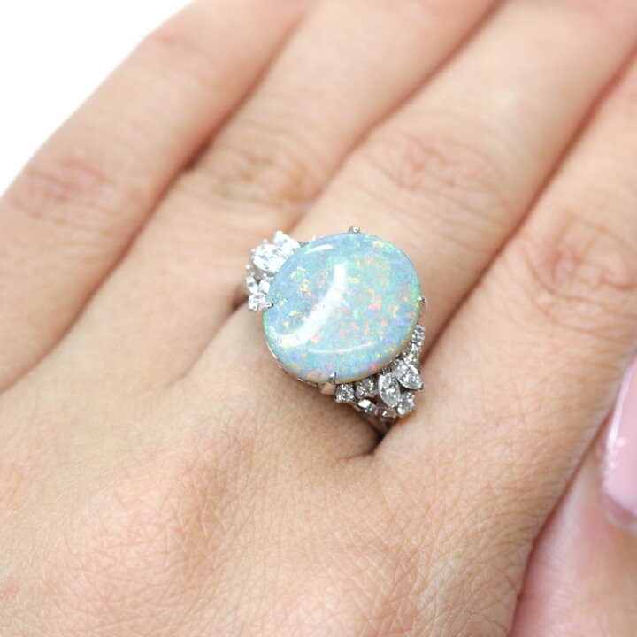 楽天市場】オパール 4.18ct ダイヤモンド マーキスカット ラウンド 