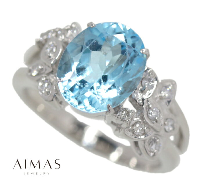 楽天市場】ブルートパーズ 3.39ct ダイヤモンド リング 11号 PT900 