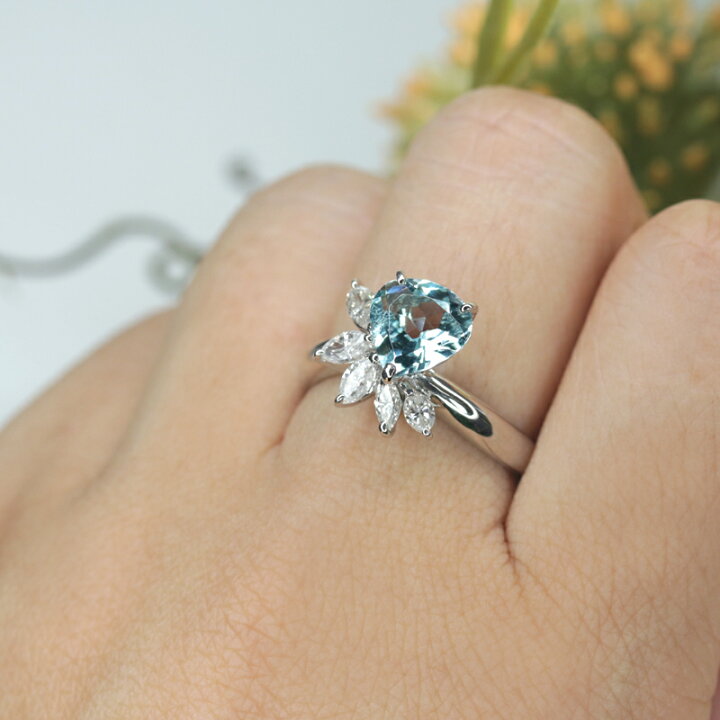 楽天市場】アクアマリン 1.255ct ダイヤモンド リング 12号 PT900 