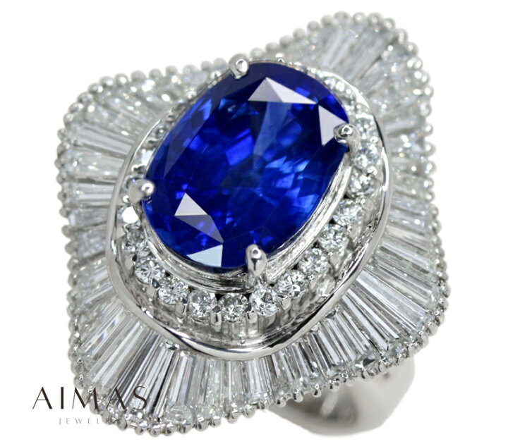 楽天市場】ロイヤルブルーサファイア 6.85ct ダイヤモンド リング 13号 