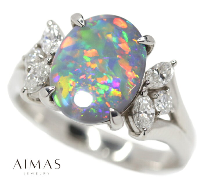 楽天市場】ブラックオパール 2.4ct リング 20.5号 PT900 プラチナ  