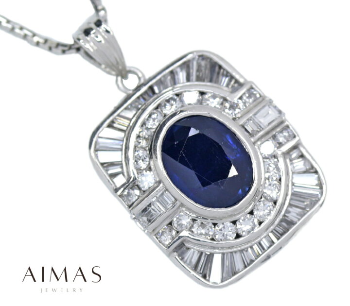 楽天市場】ブルーサファイア 1.62ct ダイヤモンド ネックレス 