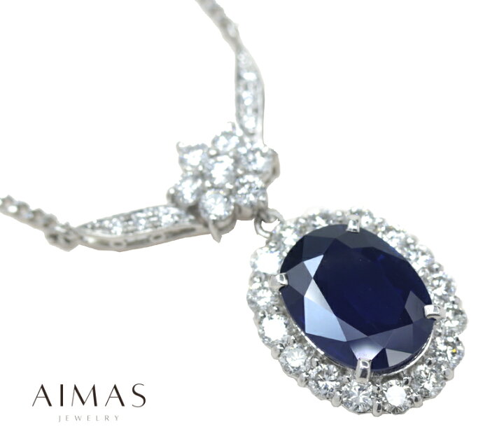 楽天市場】ブルーサファイア 4.46ct ダイヤモンド ネックレス  