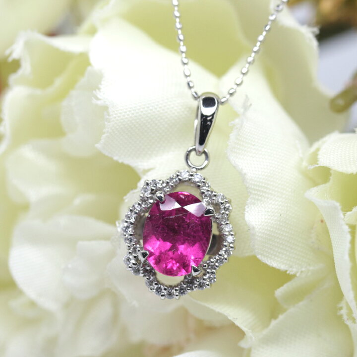 楽天市場】ピンクトルマリン 1.7ct ネックレス PT900 PT850 プラチナ 