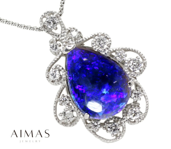 楽天市場】ブラックオパール 10.533ct ネックレス PT900 K18WG 