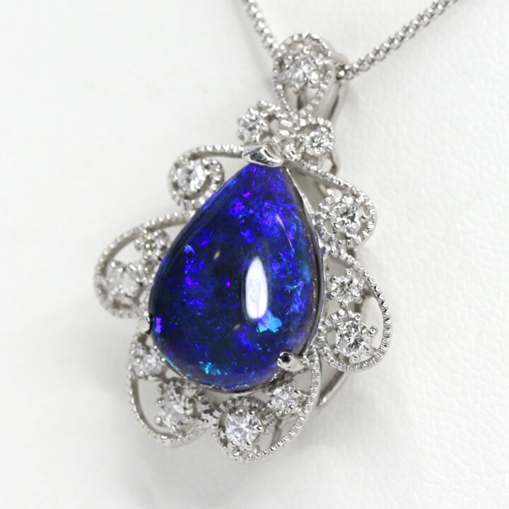 楽天市場】ブラックオパール 10.533ct ネックレス PT900 K18WG 