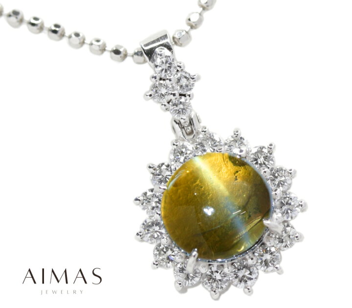 楽天市場】クリソベリルキャッツアイ 4.64ct ネックレス PT900 PT850 