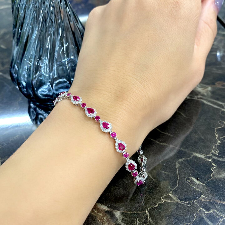 楽天市場】ルビー 4.46ct ダイヤモンド ブレスレット プラチナ PT850 