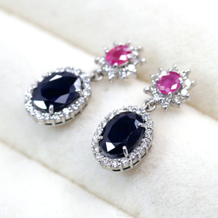 楽天市場】ブルーサファイア 1.3ct/1.26ct ピアス PT900 プラチナ 
